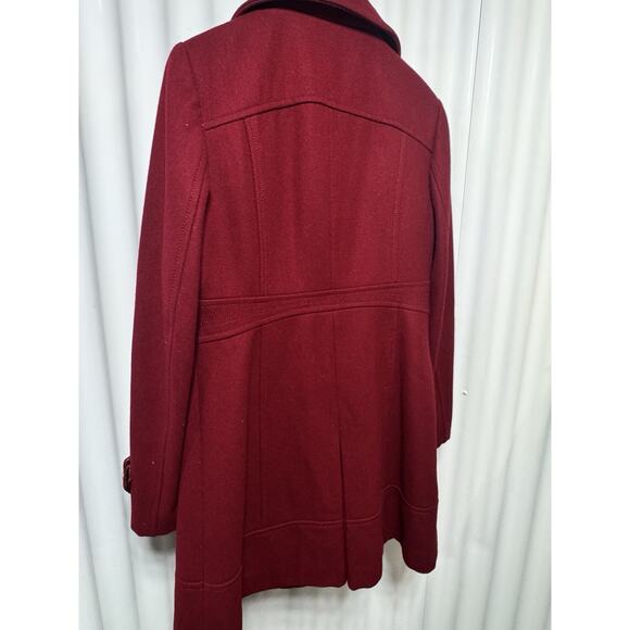 Kenneth Cole N.Y. Wool Blend Maroon Coat Classic Button Shoulder Season Size 10 - Picture 4 of 9
